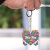 (US Local)6Pcs Acrylic Double Sided Heart Diamond Painting Keychain for Bag Decor