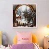 (Stamped/Counted) Christmas Snow Scene By Window-11CT Cross Stitch 45*45cm/17.72*17.72in