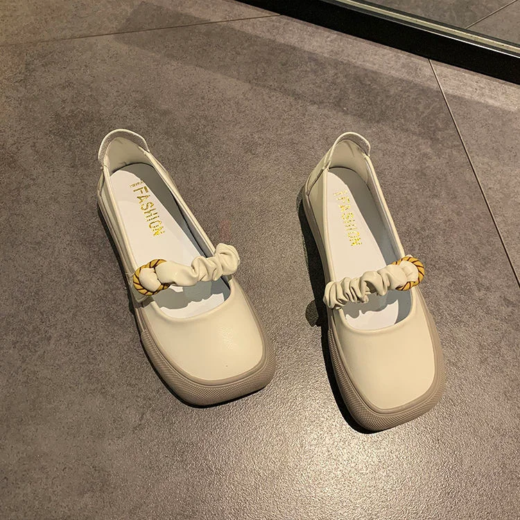 Lourdasprec Little White Shoes Summer Female Shoes All Match Soft Bottom Soft Flat Bottom Sneakers Mary Janes Shoes Square Toe Women Shoes