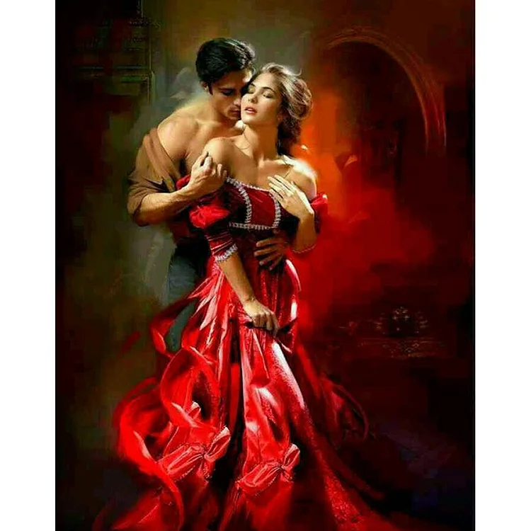 Dancing Lovers Round Full Drill Diamond Painting 30X25CM(Canvas) gbfke