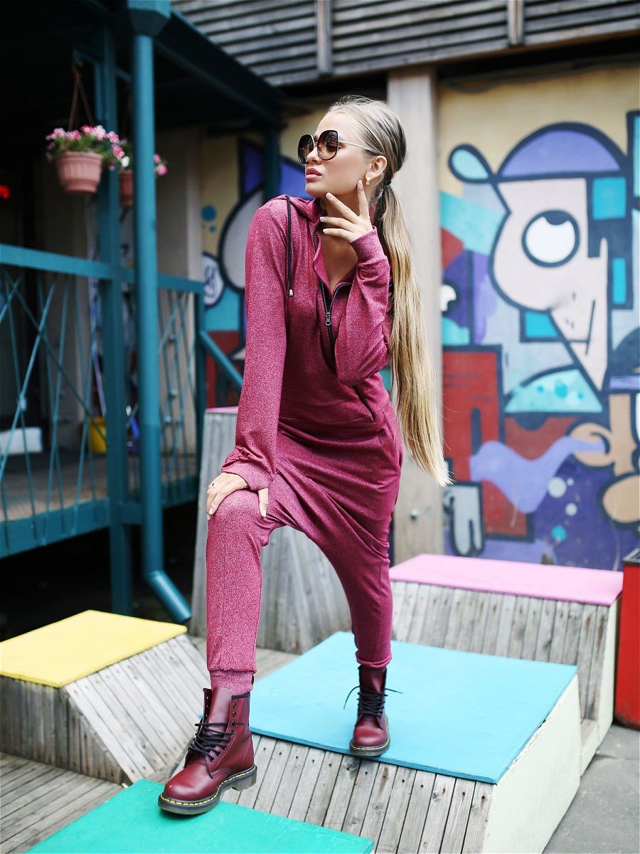 Solid Hooded Zipper Yoga Jumpsuits