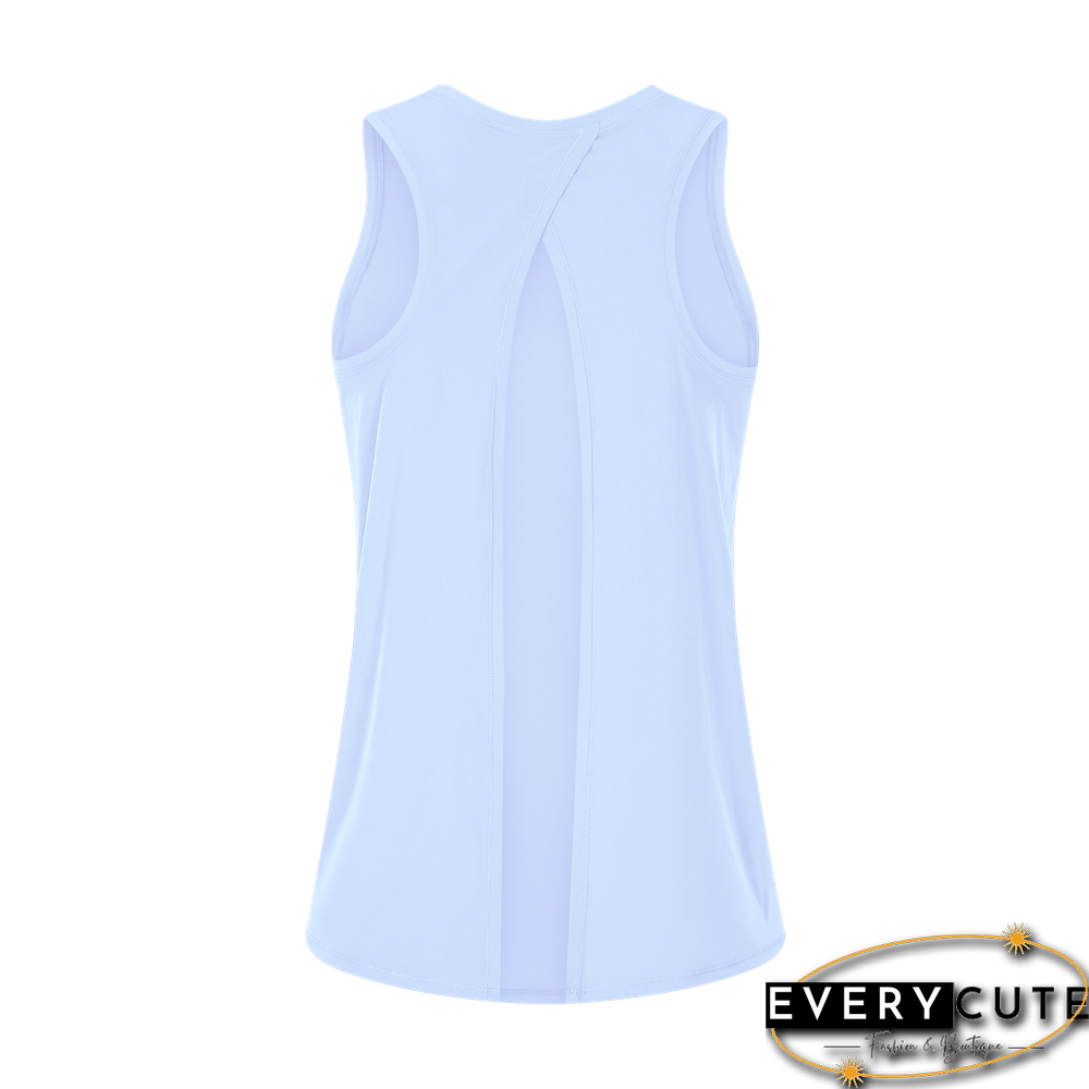 Light Blue Back Bowknot Breathable Sports Tank