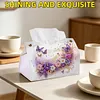 Floral Butterfly DIY PULeather Diamond Painting Tissue Box for Adults Beginners Large Size Diamond Art Paper Storage Holder for Living Room Bedroom Bathroom Table Decor