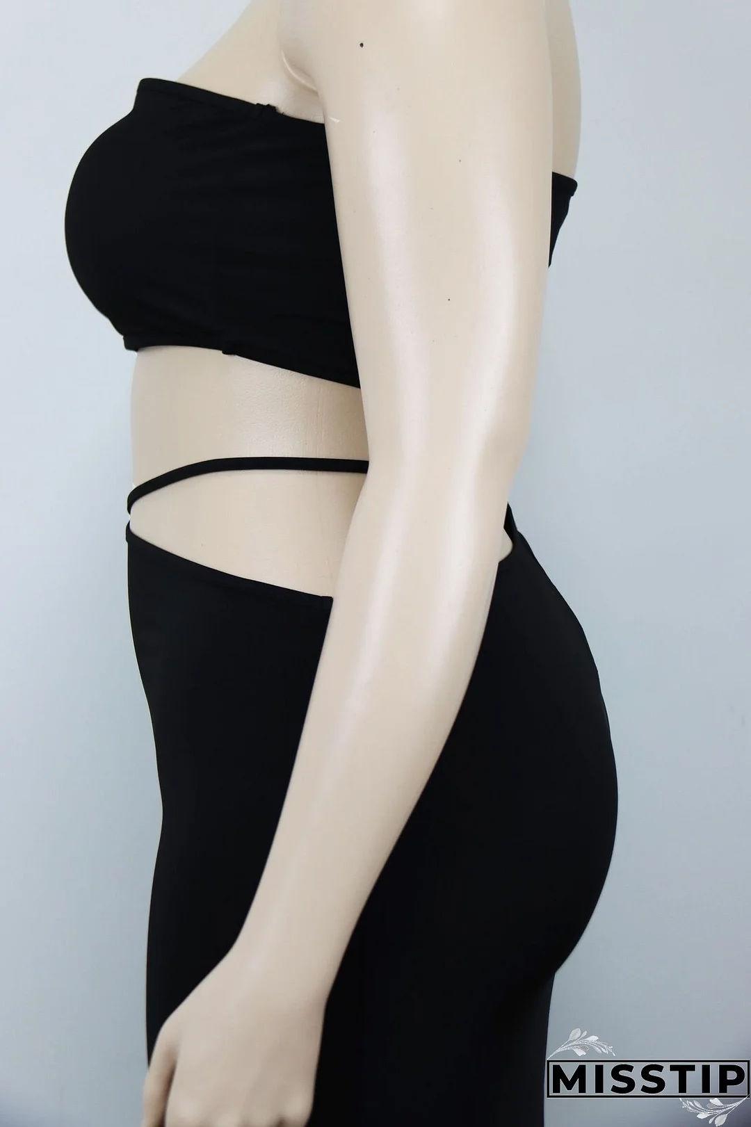 Summer Africa Plus Size Women Strapless Top and Lace Up Skirt Two-piece Set