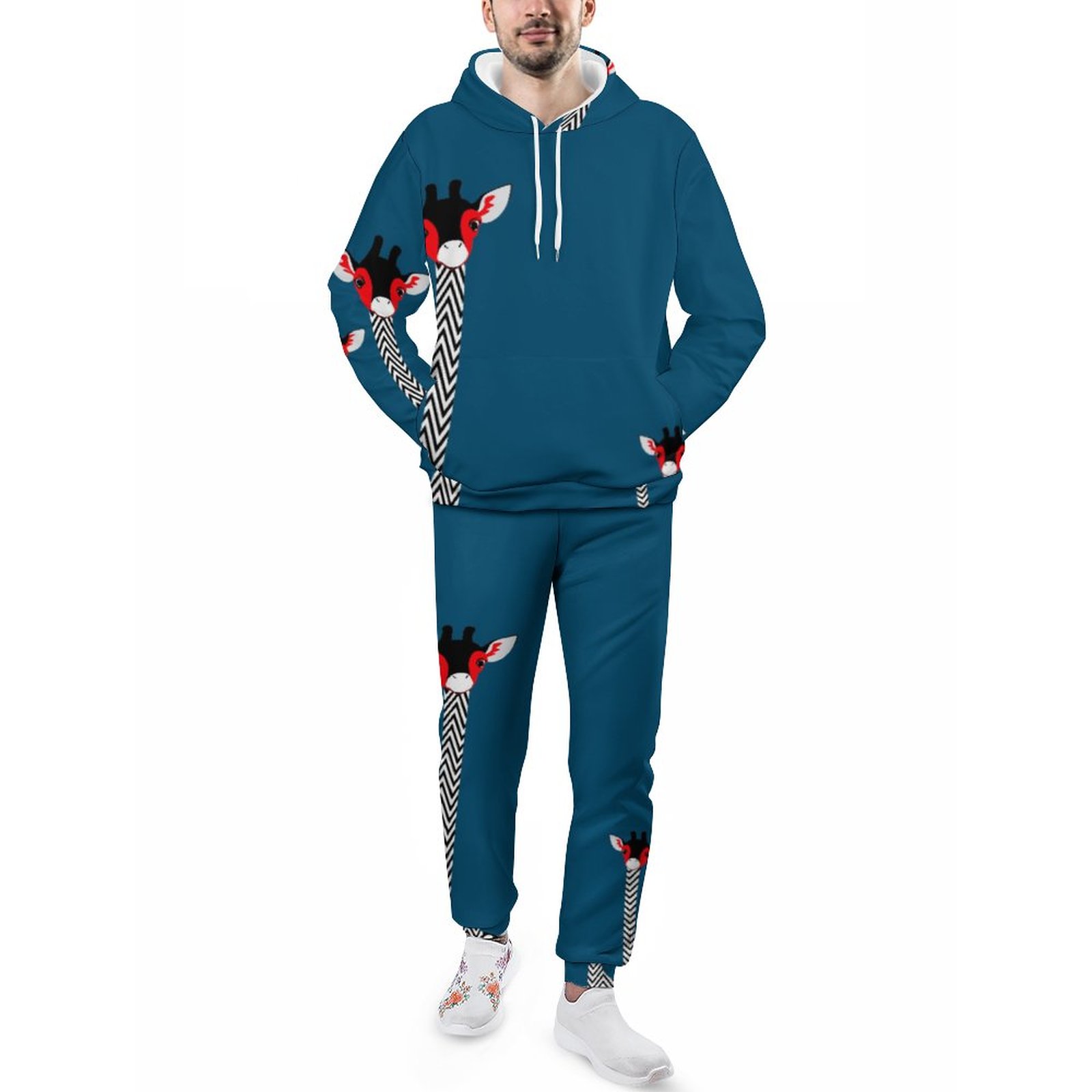 I Tall Therefore I Am Giraffe Men's Sweatsuits Set Guys Loose Fall And Winter Athletic Pullover And Sweatpants Suit Outfit