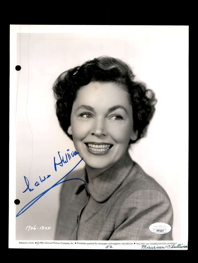 Maureen O`Sullivan JSA Coa Signed 8x10 Photo Poster painting Autograph