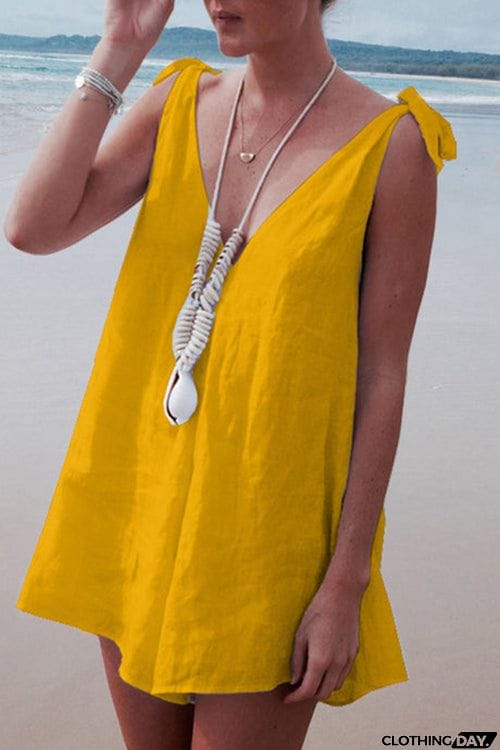Tie Shoulder V Nck Romper