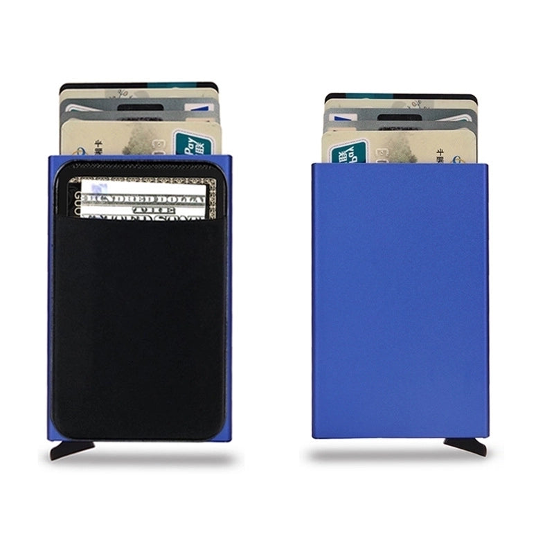 Men’s Solid Color Cloth Aluminium Alloy Open Card Holder