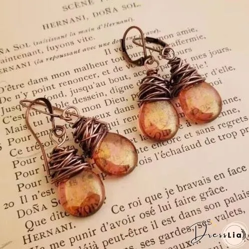 Alloy Gemstone Drop Earrings