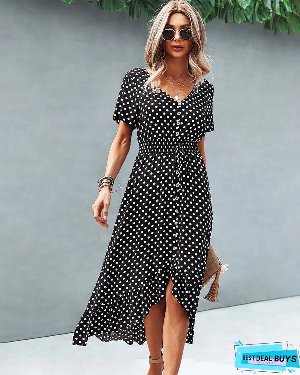 Fashion Holiday Dress Wave Point Skirt Before Short After Growing Up Dress