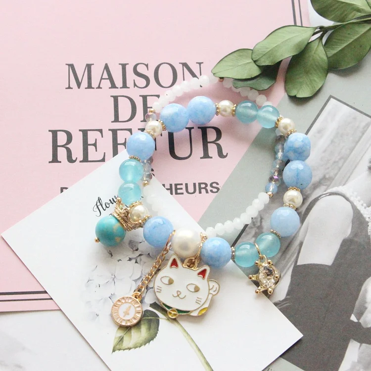 Handmade Cat Crystal Bracelet