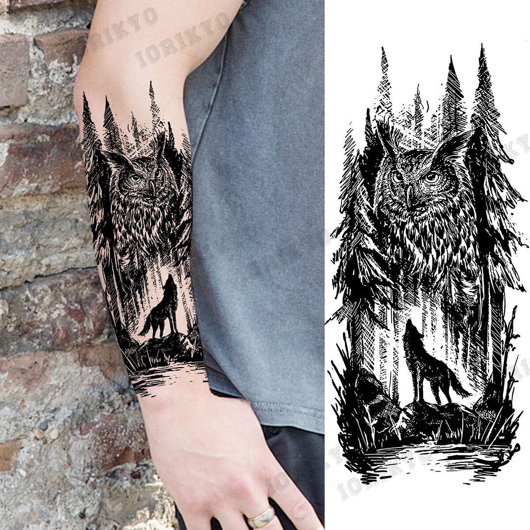 Sdrawing Devil Skeleton Temporary Tattoos For Men Adult Women Wolf Compass Gangster Fake Tattoo Washable Body Art Tatoo Sticker