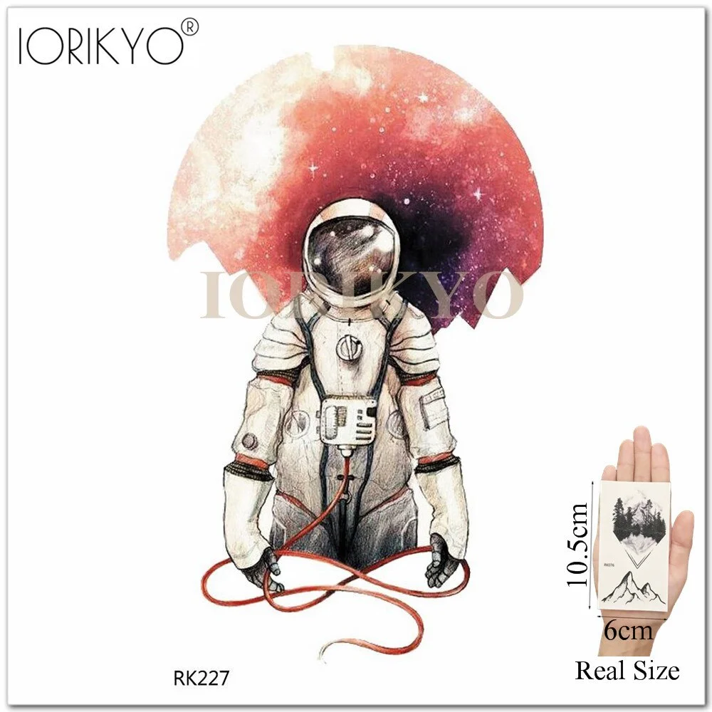 Watercolor Galaxy Cosmonaut Moon Whale Fake Tattoos Stickers For Kids Cartoon In Bulk Tattoo Temporary For Women Arm Tatoo Paste