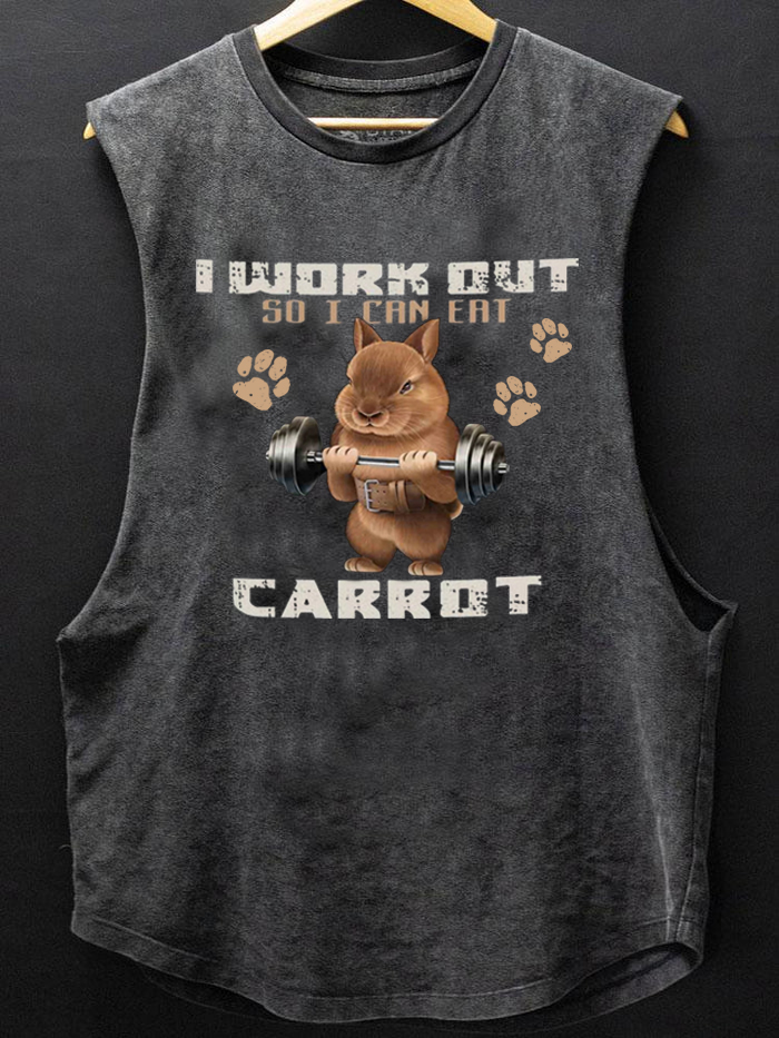 Rabbit Animal Paw Print Fitness Slogan I Work Out So I Can Eat Carrot Tank Top / Rvogue / Rvogue