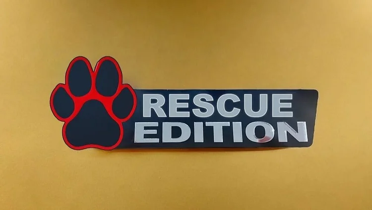 Rescue Paw Car Badge Laser Cutting Car Emblem CE053 slivor