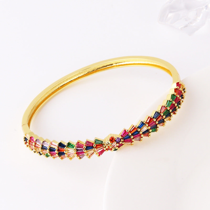 Moderate Luxury Circle Zircon Diamond Inlay Bangles