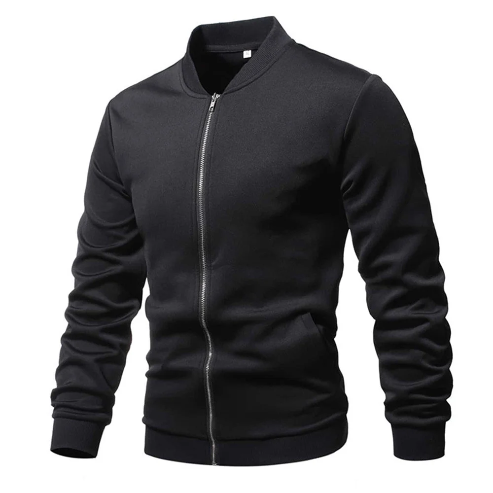 Smiledeer Fashion Men's Black Stand Collar Versatile Jacket