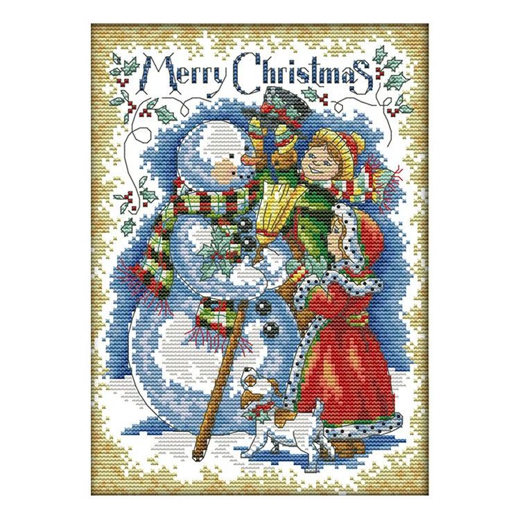 Merry Christmas 14CT Printed Cross Stitch Kits (30*21CM) fgoby