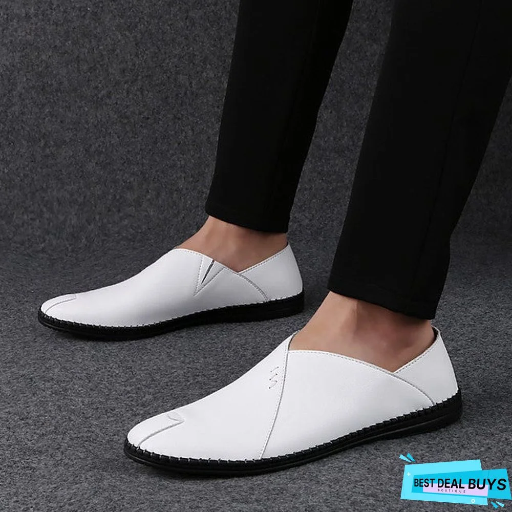 Men's Leather Shoes Nappa Leather / Cowhide Spring & Summer Casual Loafers & Slip-Ons Breathable Black / Light Red / Dark Brown / Driving Shoes