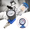 Air Pressure Regulator Gauge & Mini Inline Air Filter Separator JP/EU/US Adapter