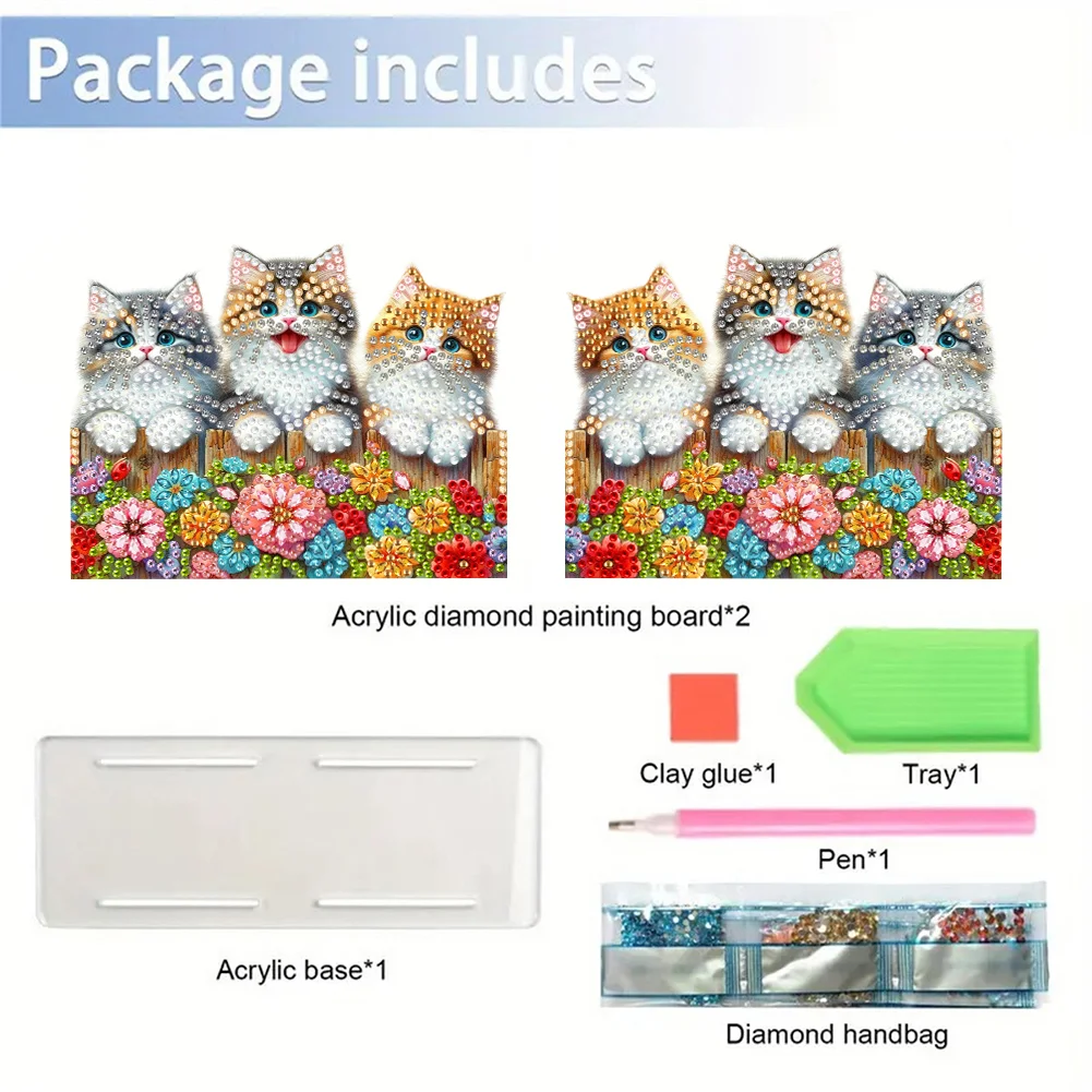 5D DIY Christmas Cat Acrylic Double Sided Diamond Art Paper Towel Storage Rack Decor