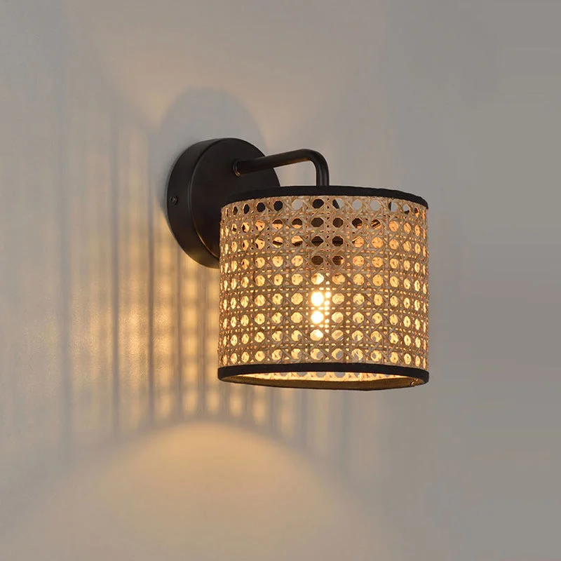 Japanese Handmade Rattan Wall Lamp Light For Hallway