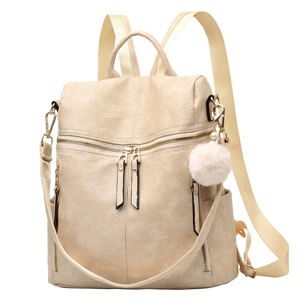 Backpack Purse for Women Multi-pocket Large Capacity Leather Shoulder Bag Multi-purpose Cute Backpack for Girls