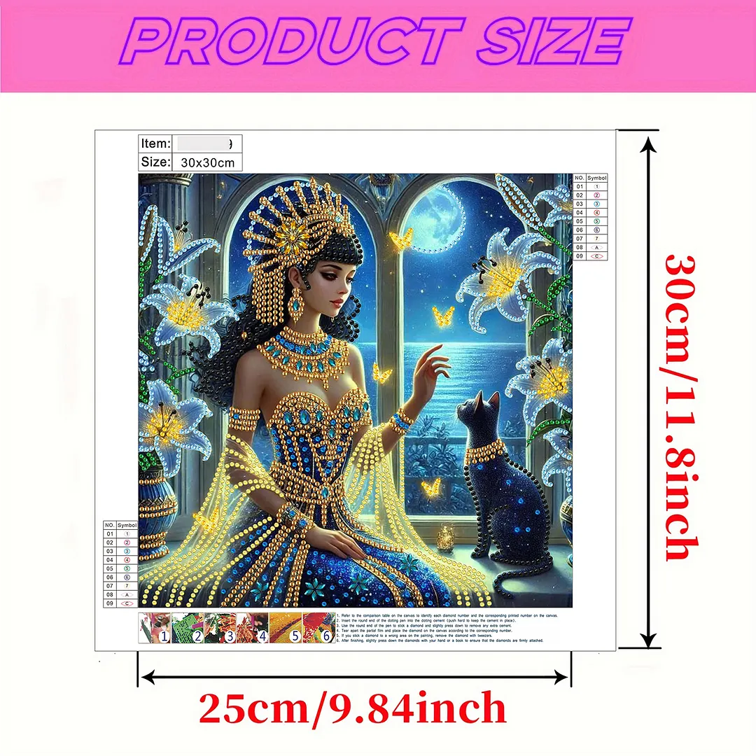 Egyptian Beauty - Diamond Painting - Partial Special Shaped Drill(Canvas|30*30cm)