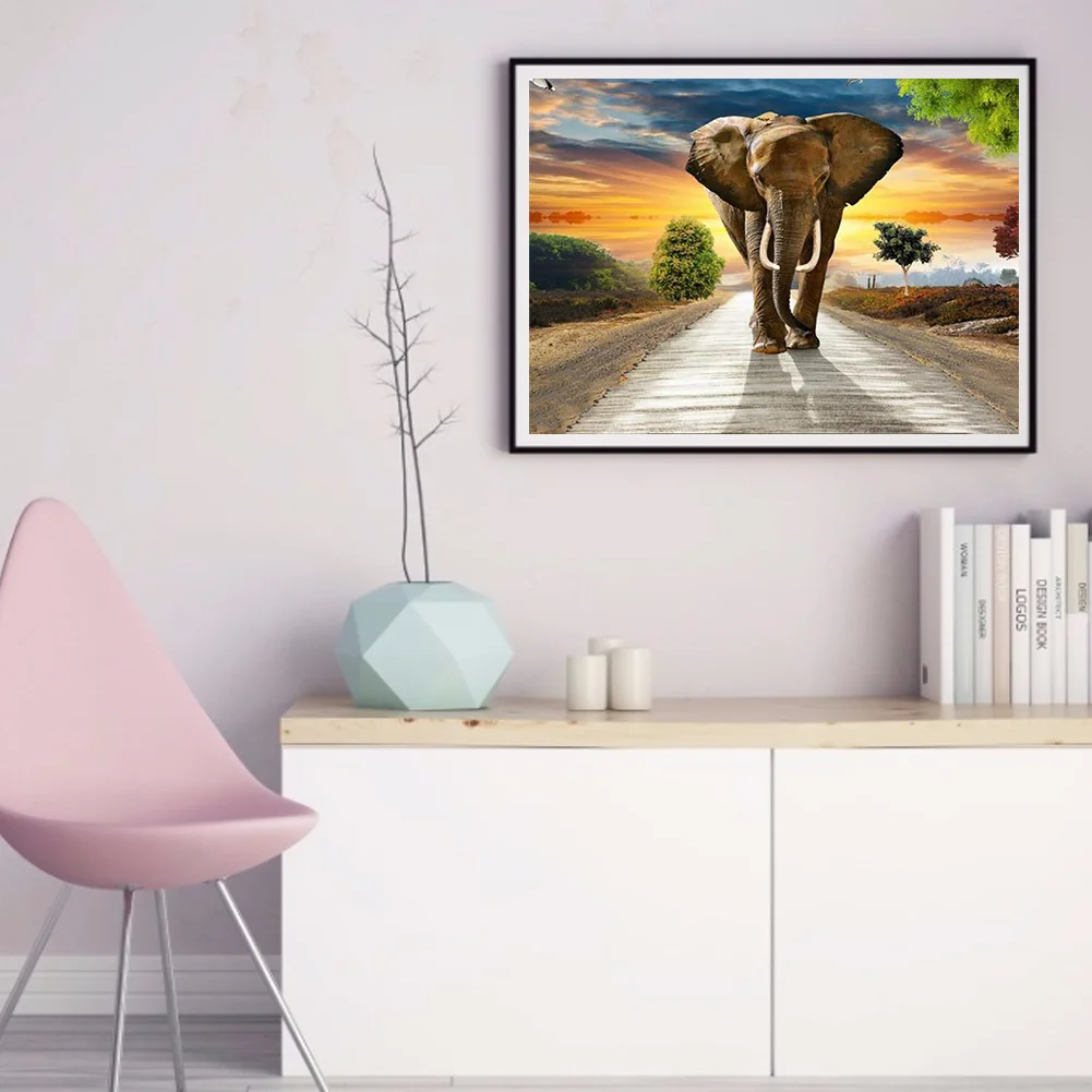 Full Round Diamond Painting 40*30cm - African Elephant