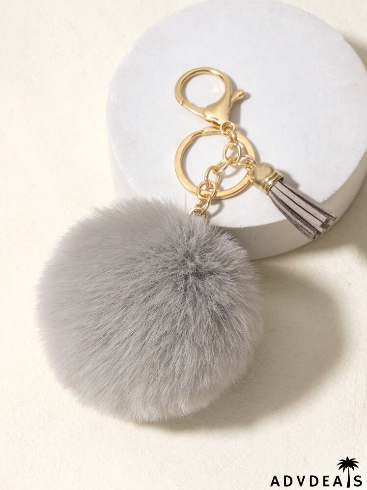 Fluffy Pom Pom Charm Keychain
