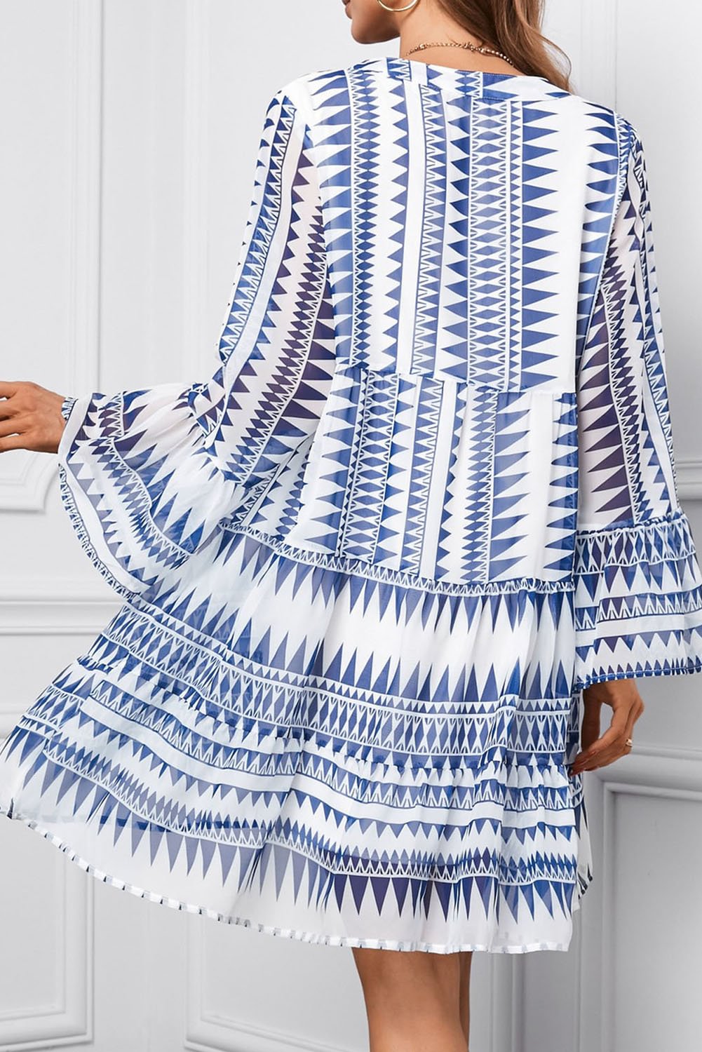 deep v neck swing dress