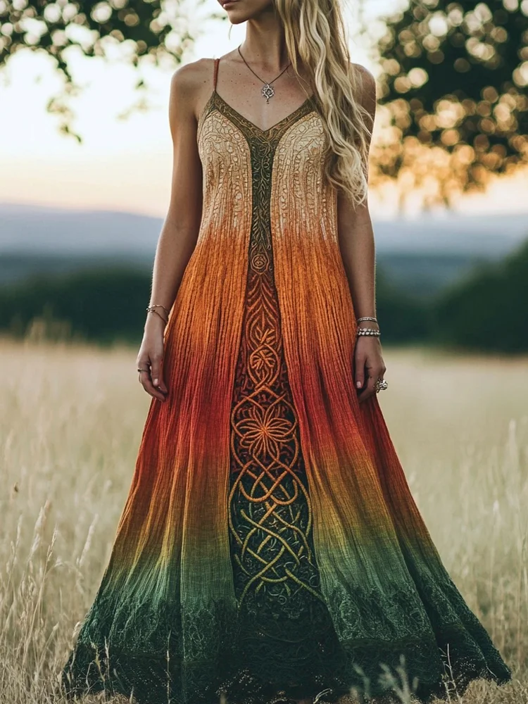 Viking Celtic Knot Print Women's Vintage Halter Dress