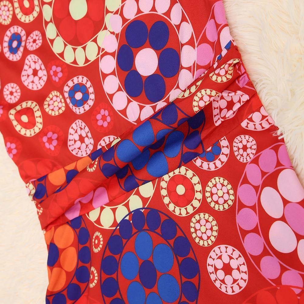 Fashion Floral Printed One Shoulder Maxi Dress-vocosishoes