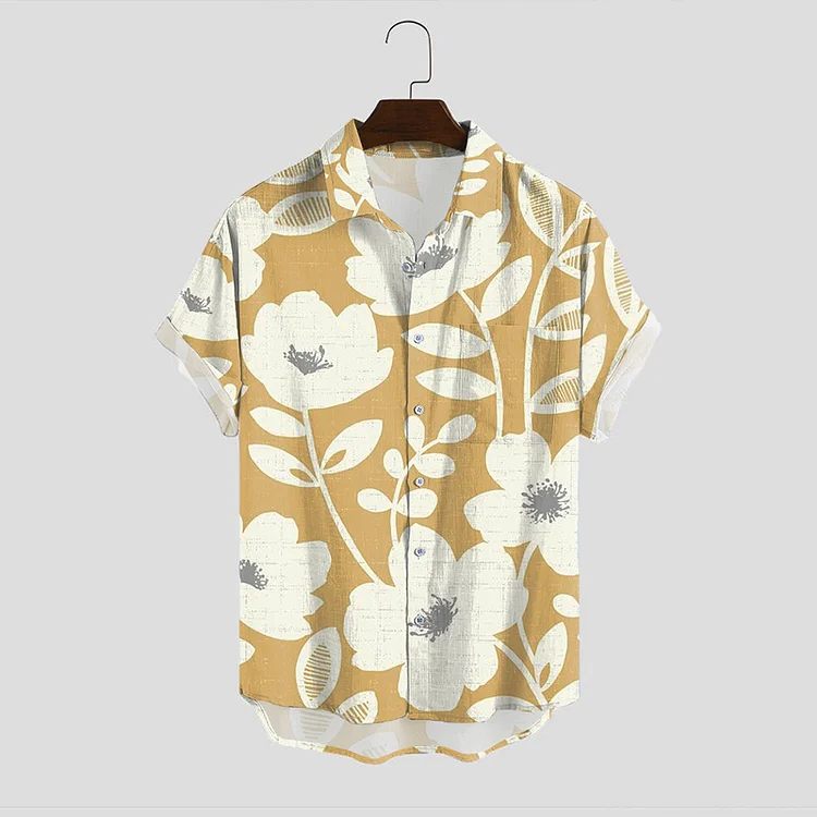 Simpfit Herren-Urlaubshemd mit Pflanzen- und Blumenmuster
