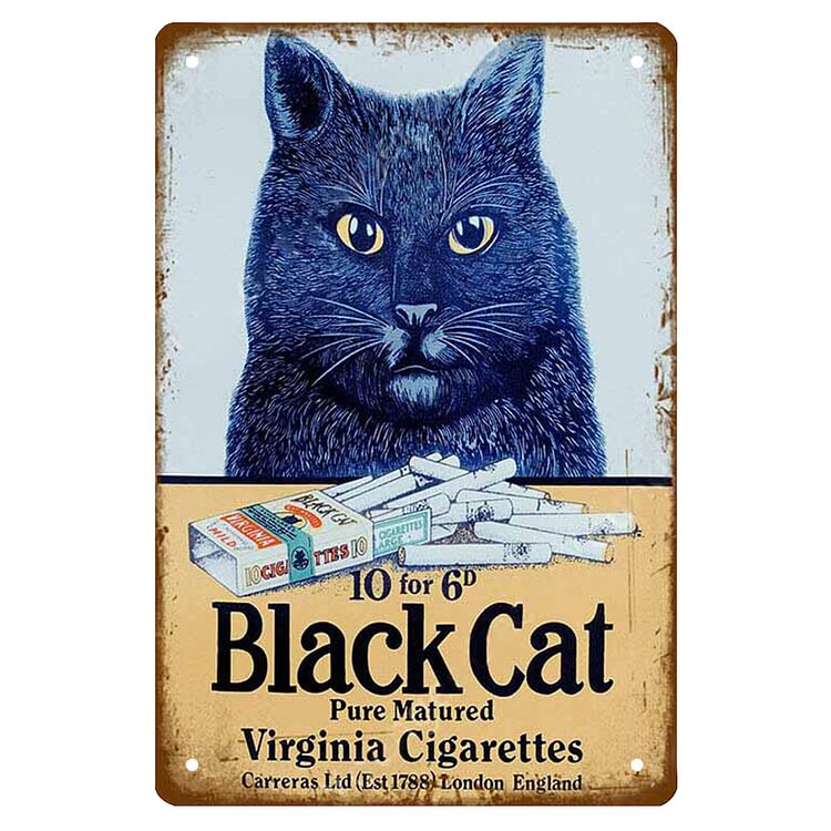 Warning Beware Of Black Cat - Vintage Tin Signs/Wooden Signs - 7.9x11.8in & 11.8x15.7in
