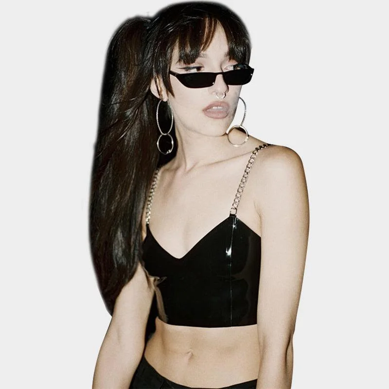 PU Chained Crop Top