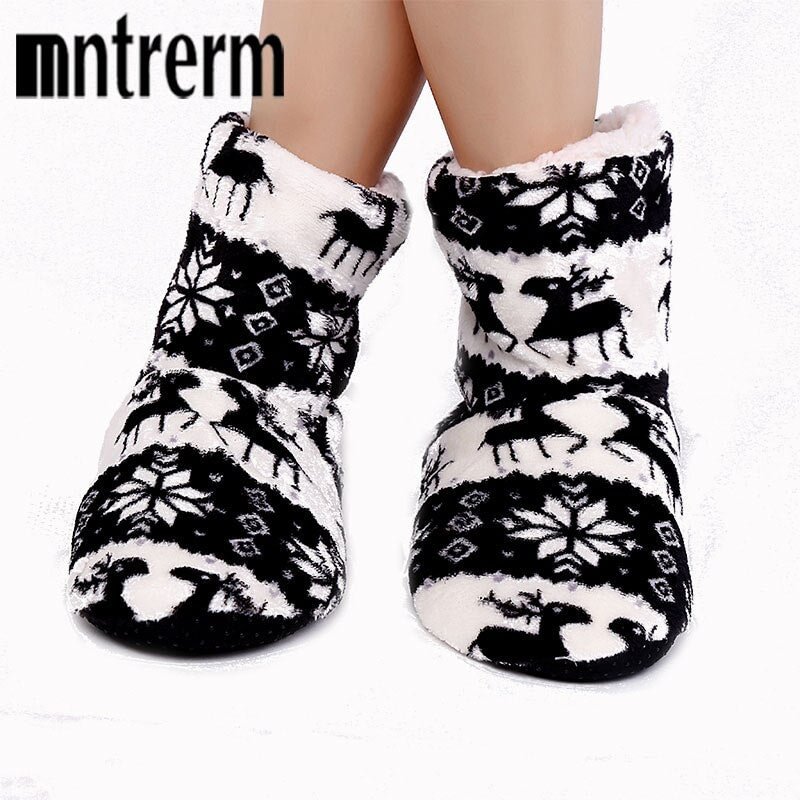 Ga Home Slippers Christmas Indoor Socks Shoes Winter Shoes Woman Fur Sides Female Contton Slipper Plush Insole Pantoffels Dames