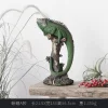 Simulation Lizard Sculptures,Hand Painted Resin Jungle Chameleon Sculpture Tropical Reptile Animal Model Home Decor Craft Ornament Accessories