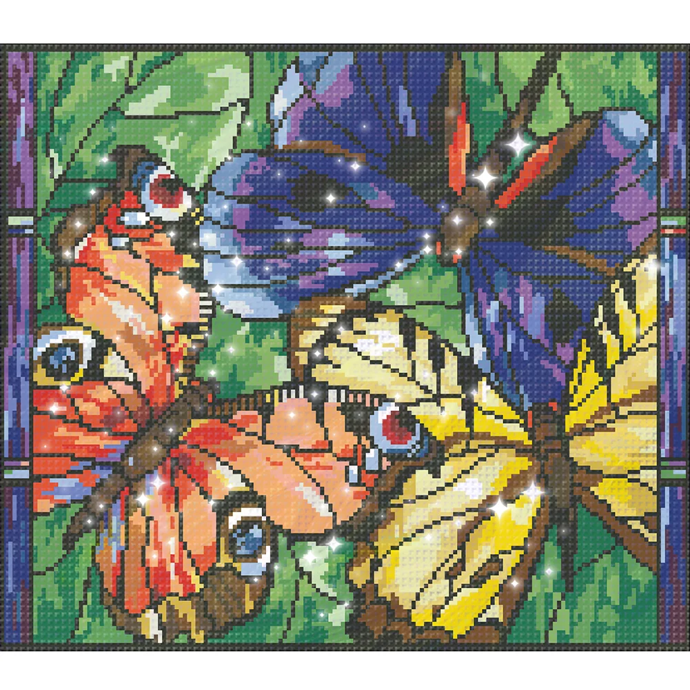 9CT Full Stamped Cross Stitch Bead Embroidery- Butterfly(Canvas|46*40CM)