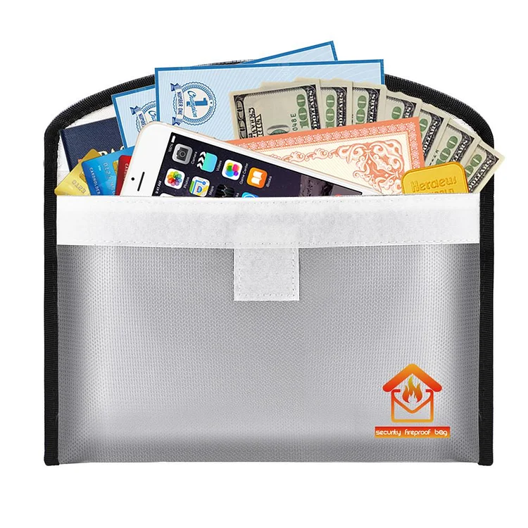 Fireproof Document Bag Three-tier Design Fireproof Envelope Portable Travel Storage Bag For Money Jewelry Passport