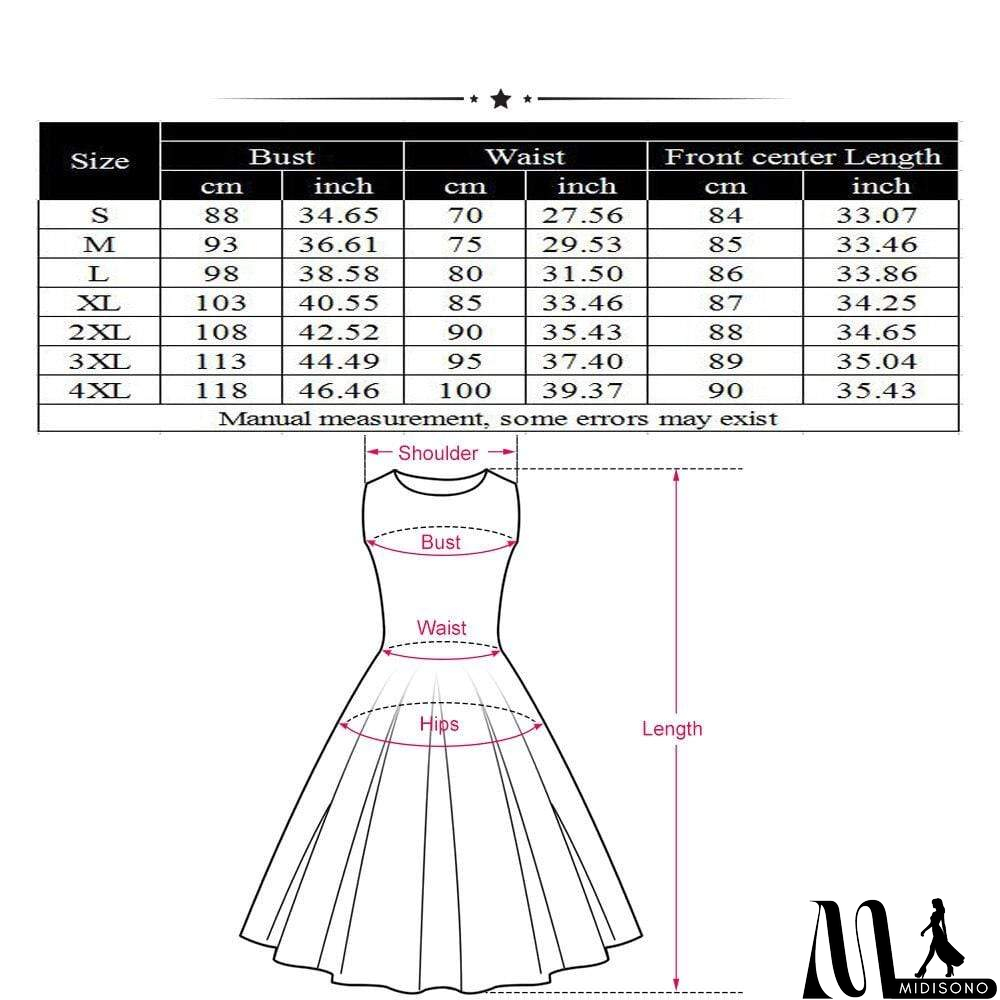 MidiSono - Dot Print Vrouwen Zomer Party Dress Hoge Taille Vintage A-lijn jurk