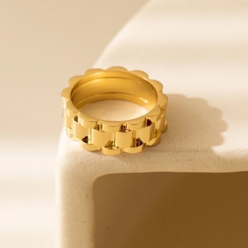 Stainless Steel Gold Plated Silver Plated Casual Minimalist Plating Solid Color Wide Band Rings