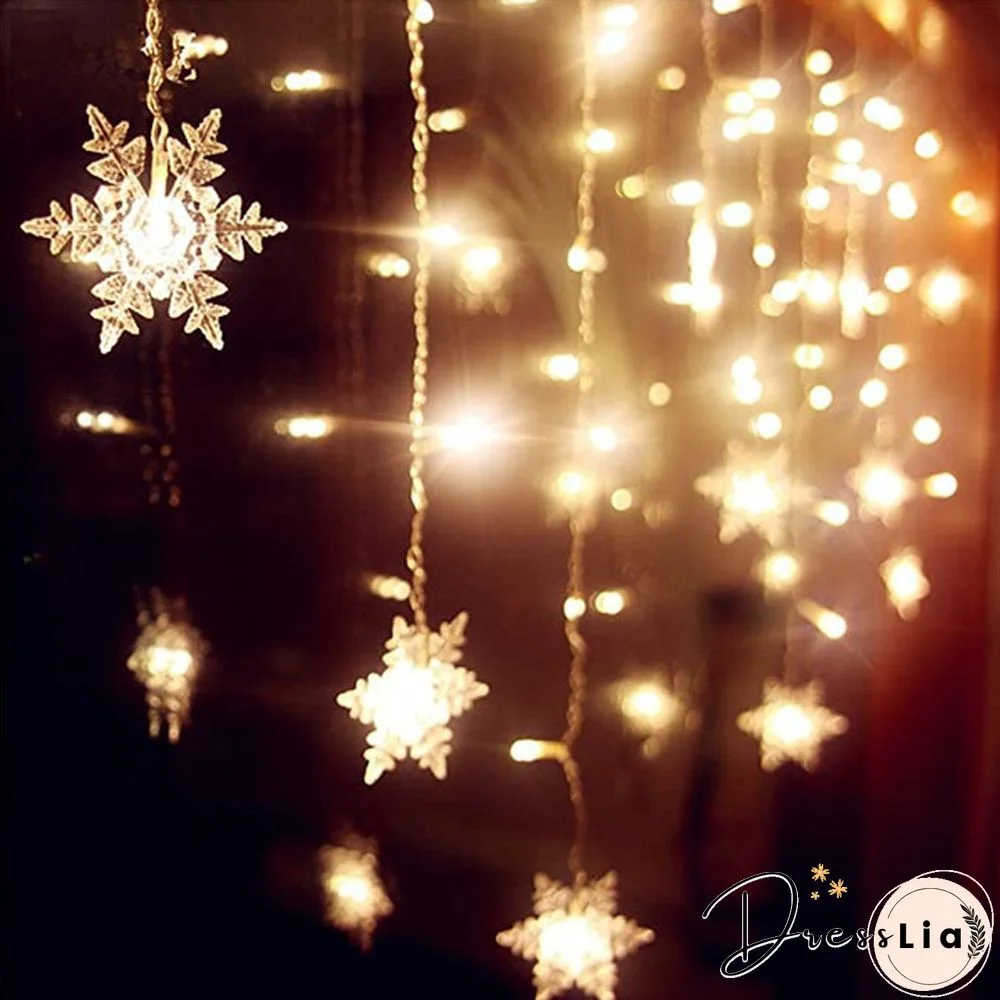 Christmas Snowflakes LED String Lights Flashing Lights Curtain Light Waterproof Holiday Party Connectable Wave Fairy Light