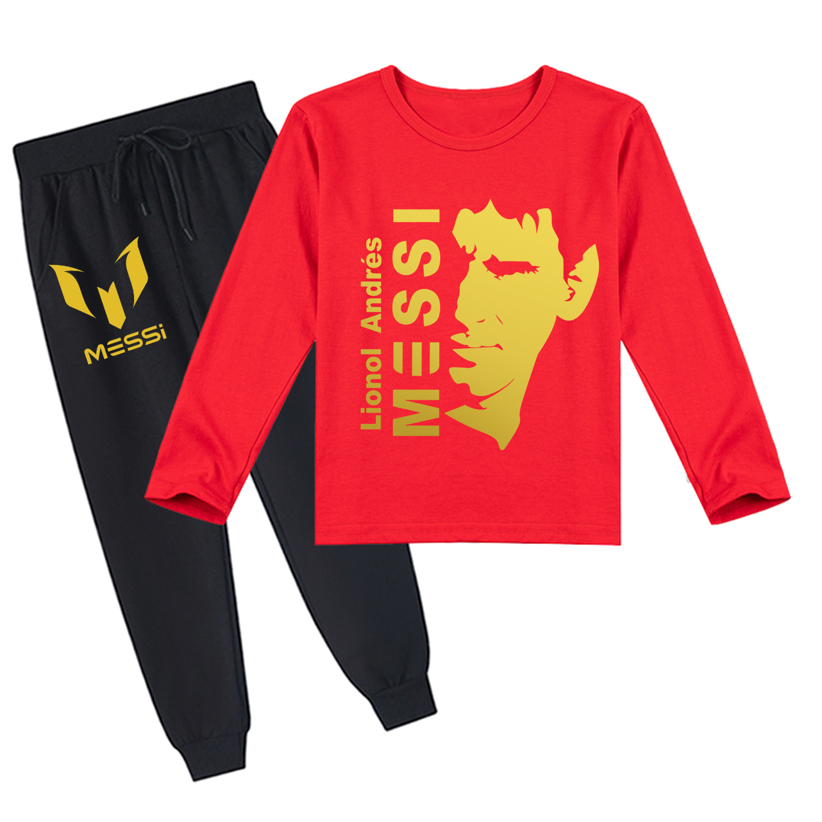 Mayoulove Messi Long Sleeve T-Shirt Set for Kids - Unisex Soccer Fan Gear, Perfect Gift for Boys  Girls-Mayoulove