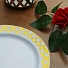 10 Pack | White 7.5" Gold Buffalo Plaid Rim Plastic Dessert Plates, Round Appetizer Salad Plates W/Checkered Rim
