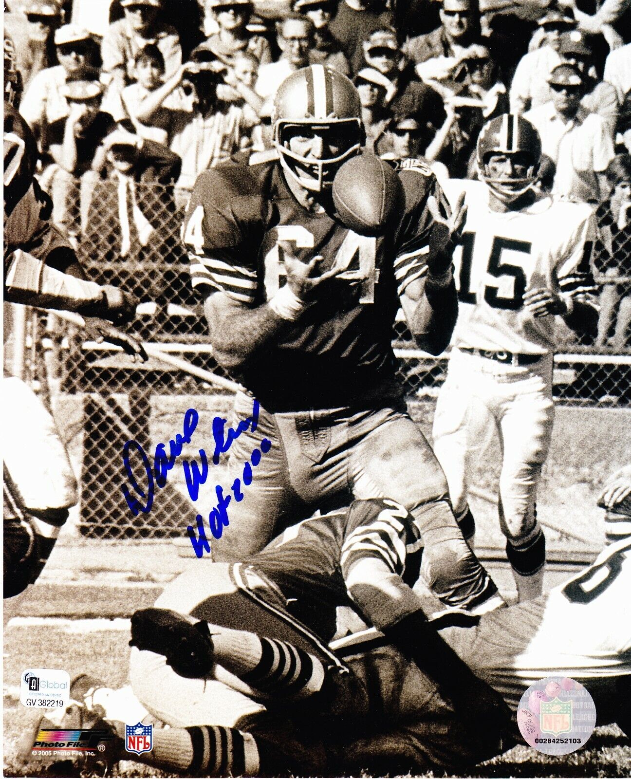 Dave Wilcox signed 8x10 San Francisco 49er's B&W Photo Poster painting GAI Cert