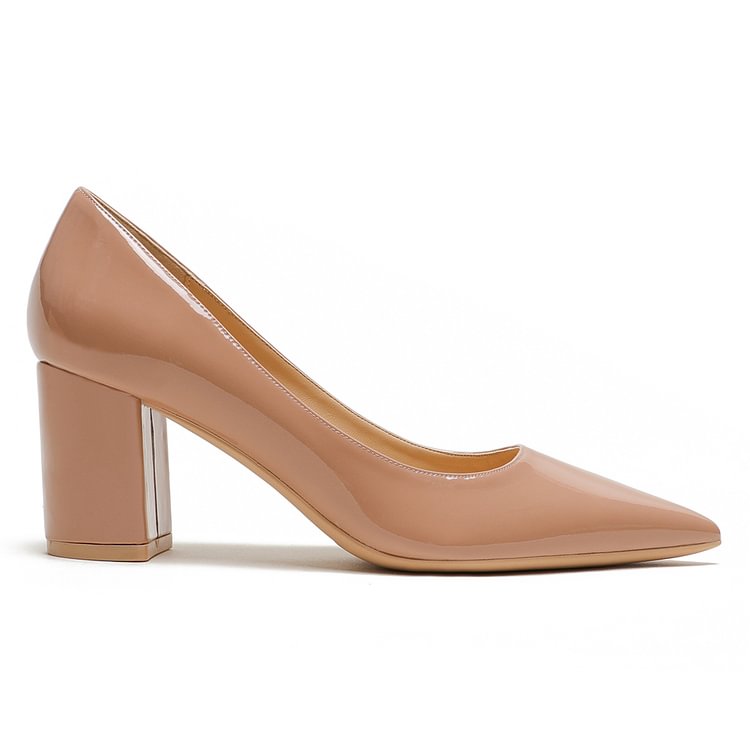 65mm Women Chunky Heels Comfortable Middle Block Heel Pumps