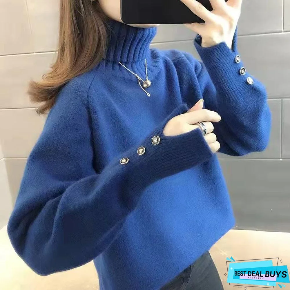 Turtleneck Thickened Sweater Foreign-Style Knitted Bottoming Shirt