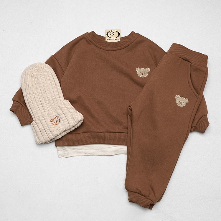 Baby Cute Bear Sweatshirt & Pants Set