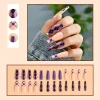 Long Ballet Plaid Wearing Nails 24pcs 